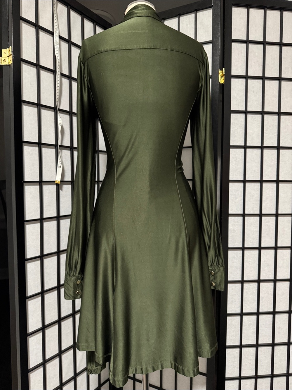 Rabanne Robe Asymmetrical Button Detail Dress – Olive Green – Size US 4 (FR 38) - Picture 14 of 17